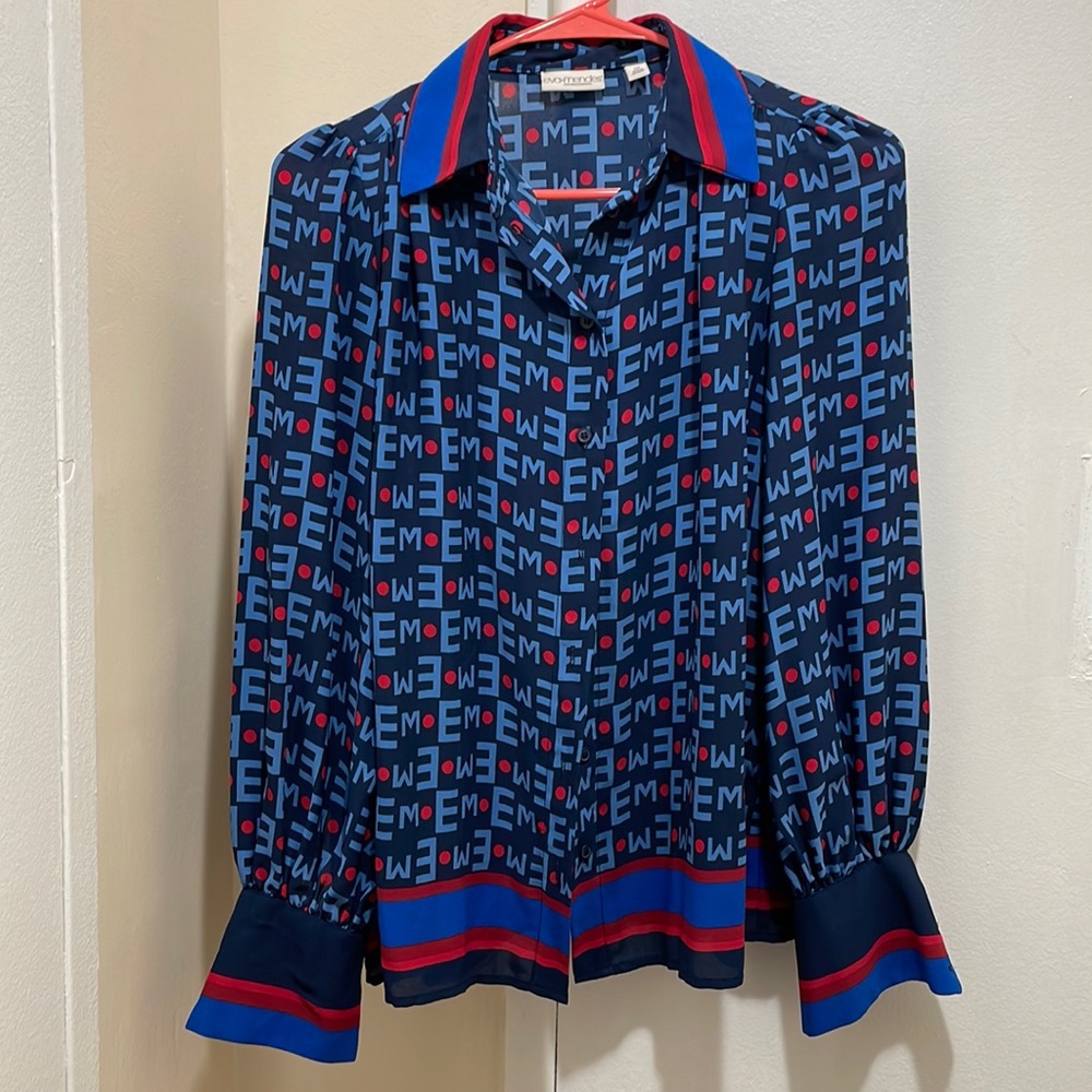 Blue and Red Blouse. Eva Mendes Collection at New York & Company. Size XS